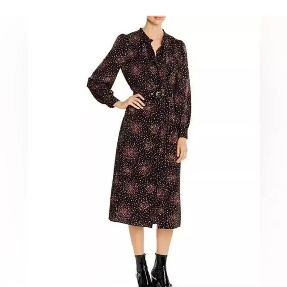Kate Spade Disco Dots Ruffle Shirt Dress Black Size 4 EUC